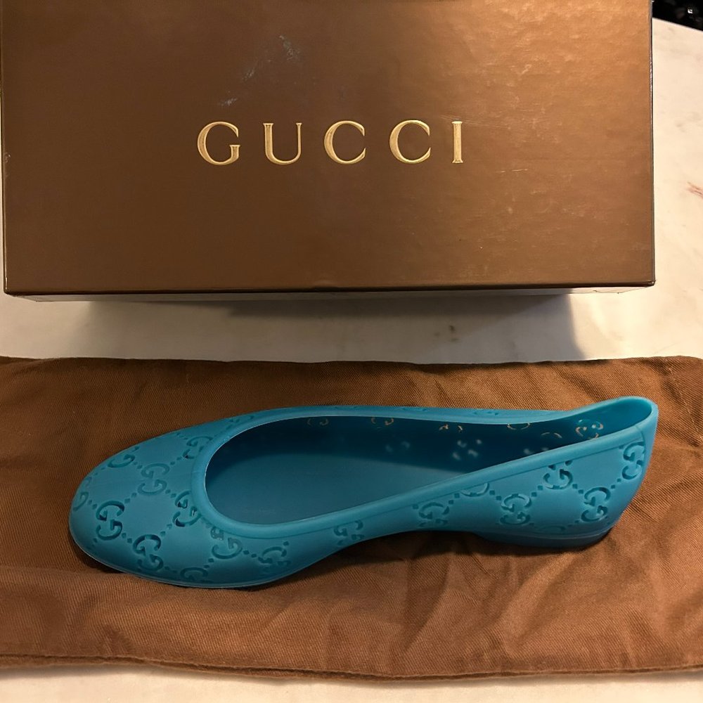 Gucci GG Jelly Flats - Women's | Color: Turquoise/Baltic Blu